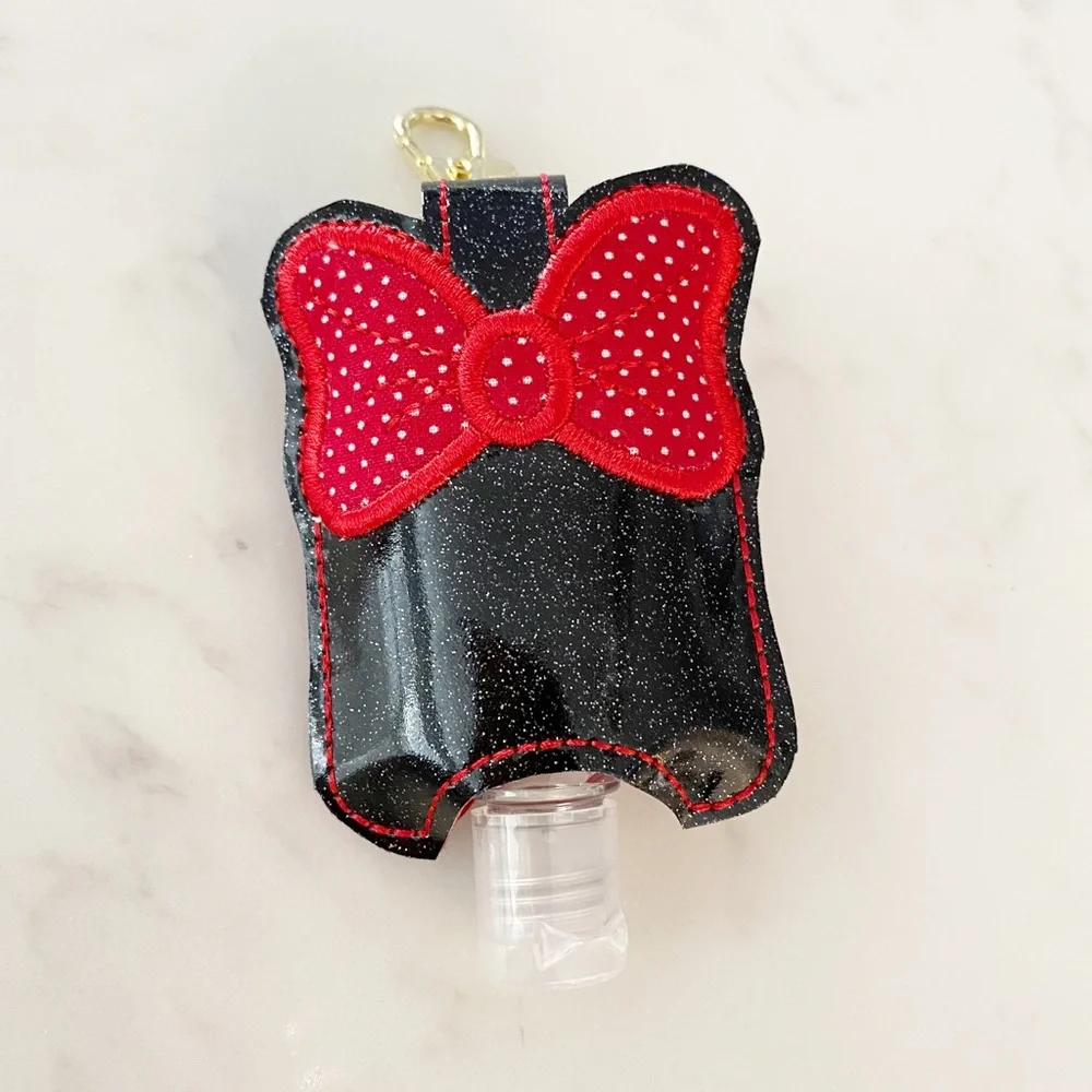 Minnie Mouse Bow Hand Sanitizer Holder Clip On Red Black